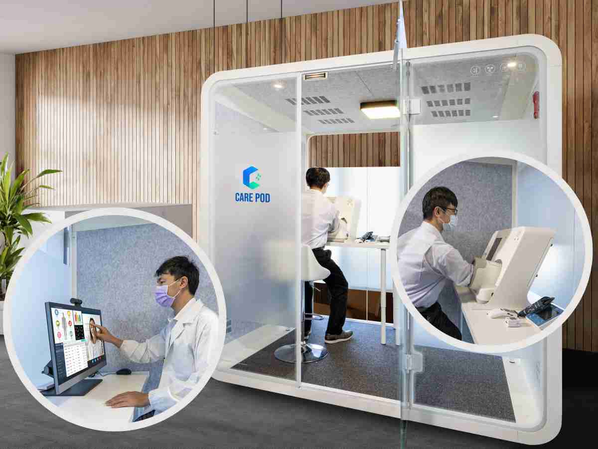 达擎于医疗科技展中展出＂远距诊疗舱＂，，，，以因应医疗数字化及社会高龄化趋势下、、、复诊及慢性病患等族群对于远距看诊需求逐渐升高所推出的创新整合方案。。多功能合一、、、高隐私性的远距诊疗舱可根据病患端与医师端的不同需求，，，提供弹性化及客制化功能，，节省医生和病患的精力及时间