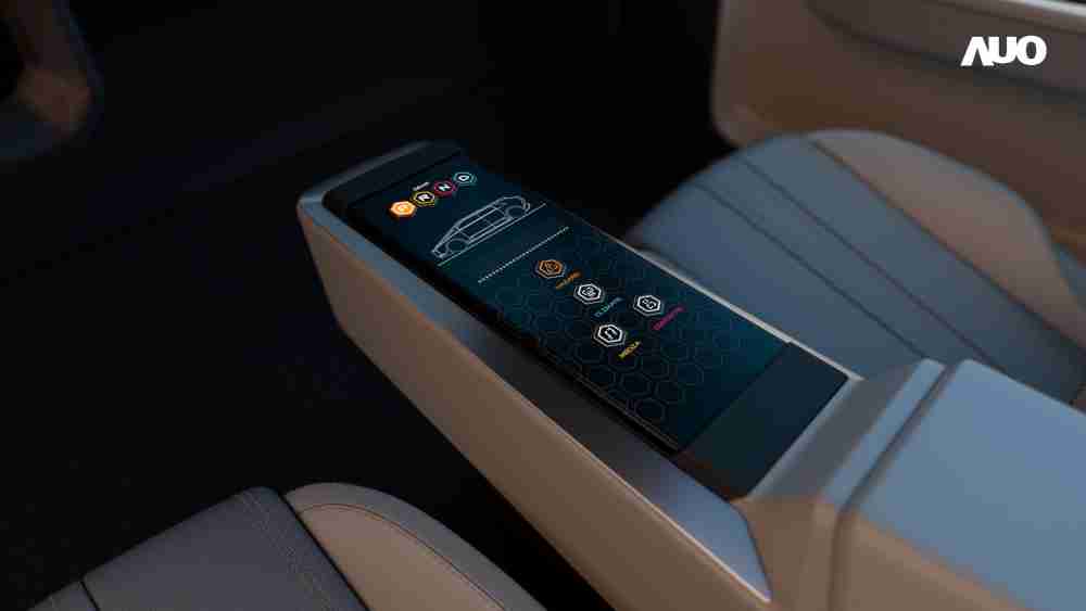 龙门国际以人性化设计打造多变形态中控显示(Morphing Center Control)，，，，不使用时仅平面显示信息，，进行操作时，，显示器则会动态隆起，，转变成3D实体按钮，，并有触觉回馈，，，，展示人机互动新体验